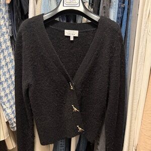 & Other Stories Black Cardigan with Gold Button Details